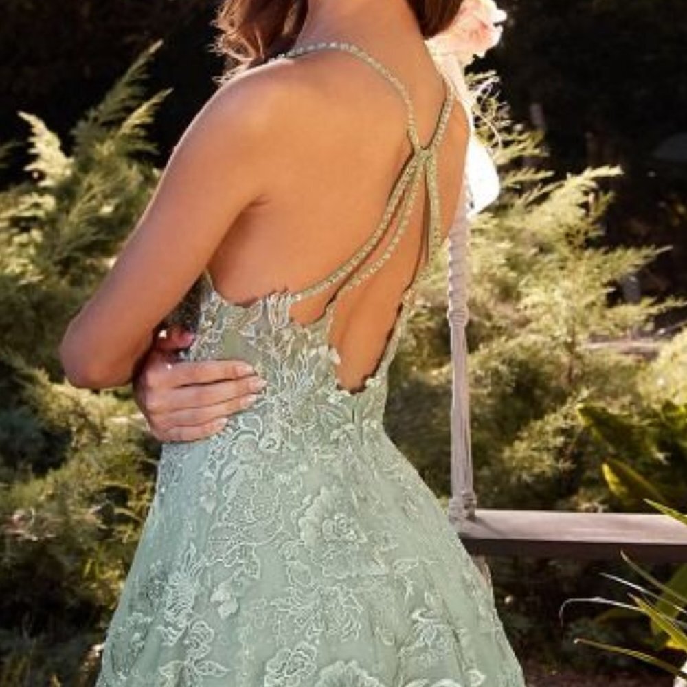 N/A NEW FORMAL SLEEVELESS A-LINE TULLE DRESS EMBROIDERED WITH FLORAL LACE A1248 - Picture 6 of 10